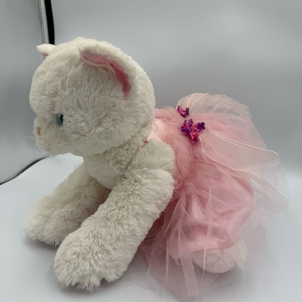 Build A Bear White Cat‎ with Pink Ballerina Tutu Plush